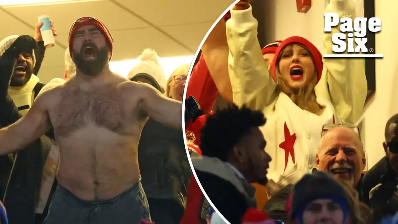 Shocked Taylor Swift reacts to Jason Kelce’s shirtless celebration at Travis’ Chiefs vs. Bills game