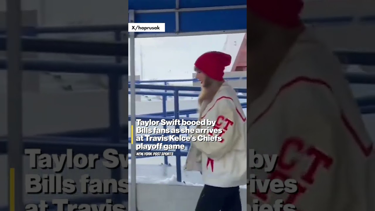 Taylor Swift booed by Bills fans as she arrives at Travis Kelce’s Chiefs playoff game #shorts
