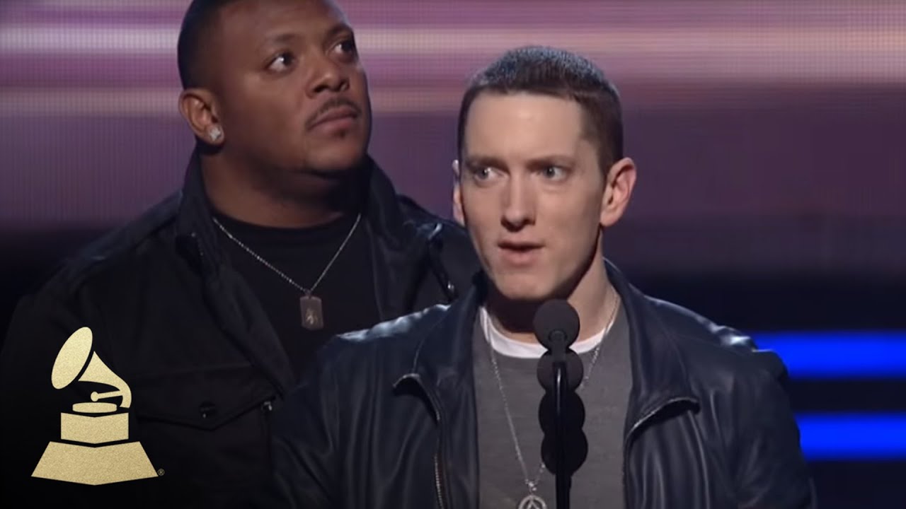 Eminem accepting the GRAMMY for Best Rap Album at the 53rd GRAMMY Awards | GRAMMYs
