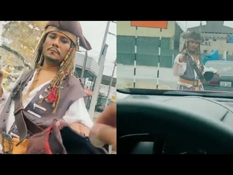 'Johnny Debt': Watch man dressed as Jack Sparrow begging on streets