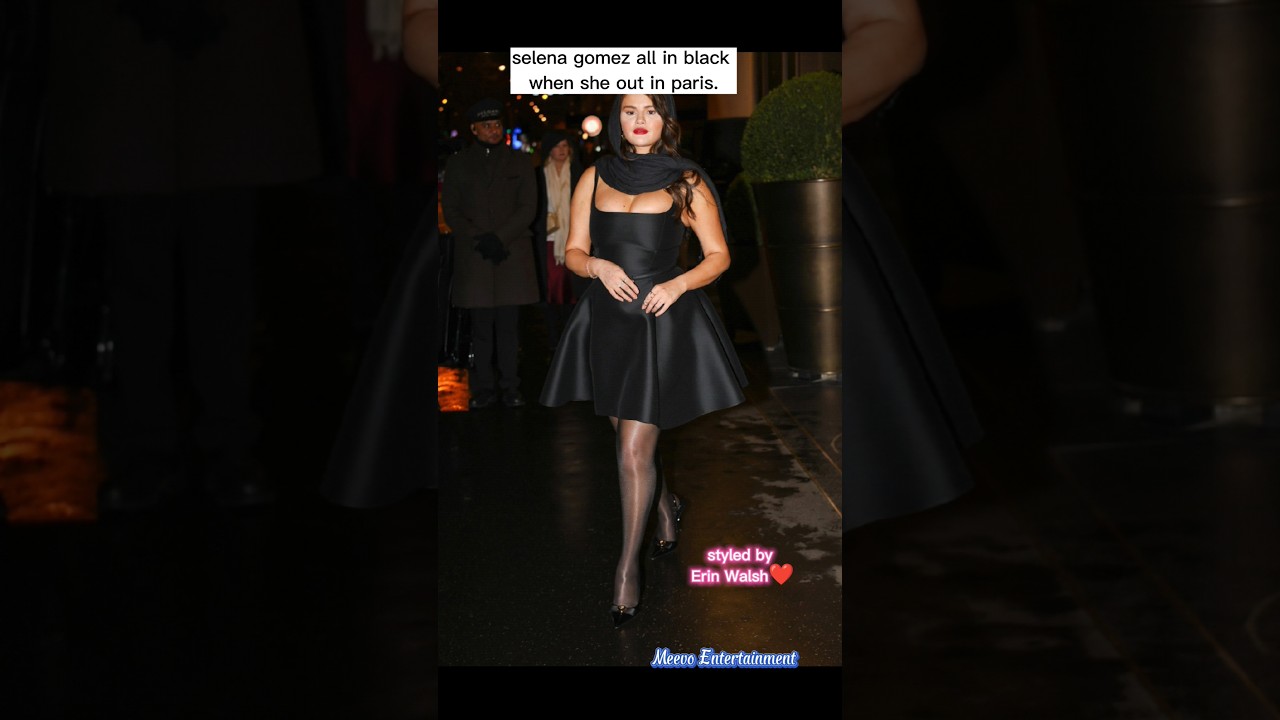 Selena Gomez Wore scarf And Black Mini Dress While Out in Paris👸🏻#shorts #selenagomez #paris #loveon