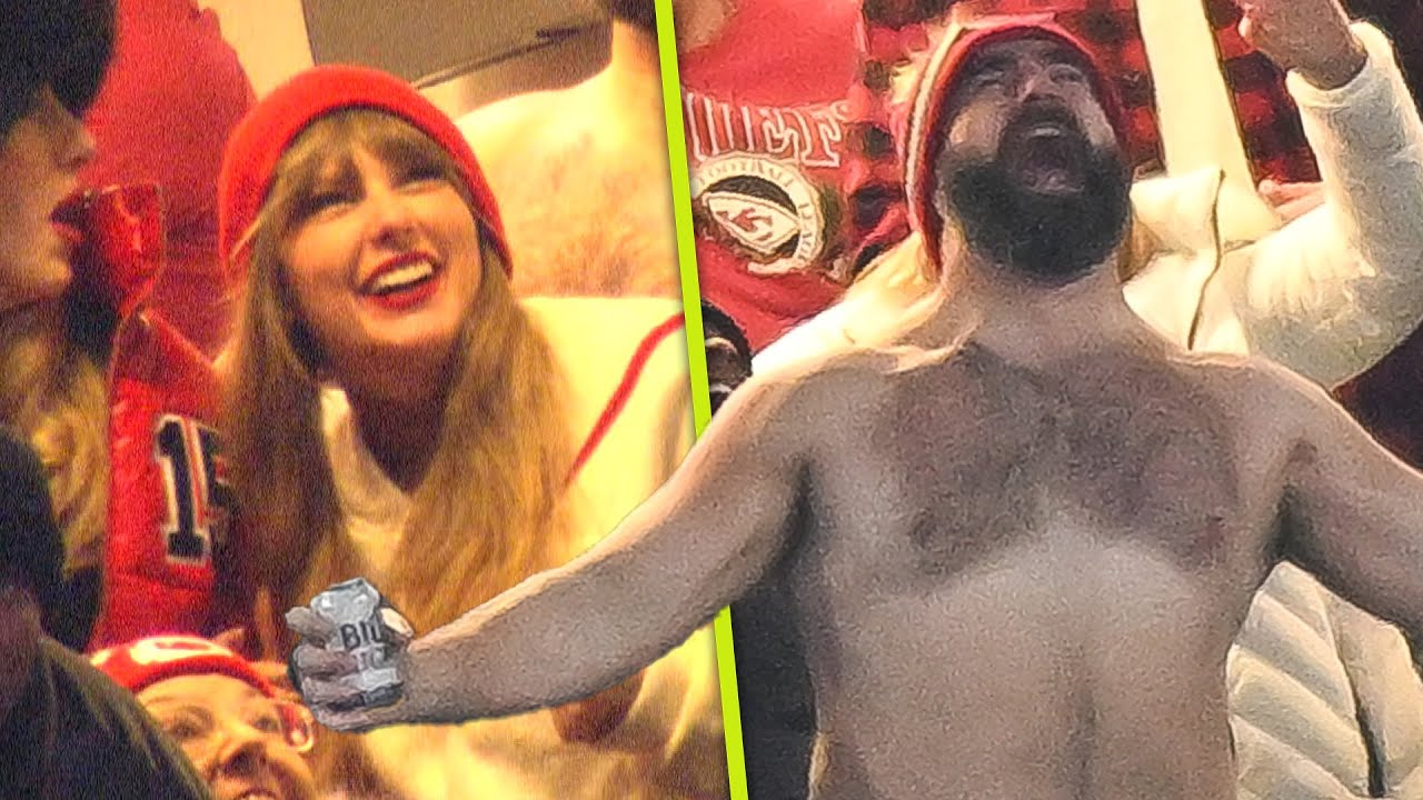 Taylor Swift Reacts to Shirtless Jason Kelce as They Celebrate Chiefs Win