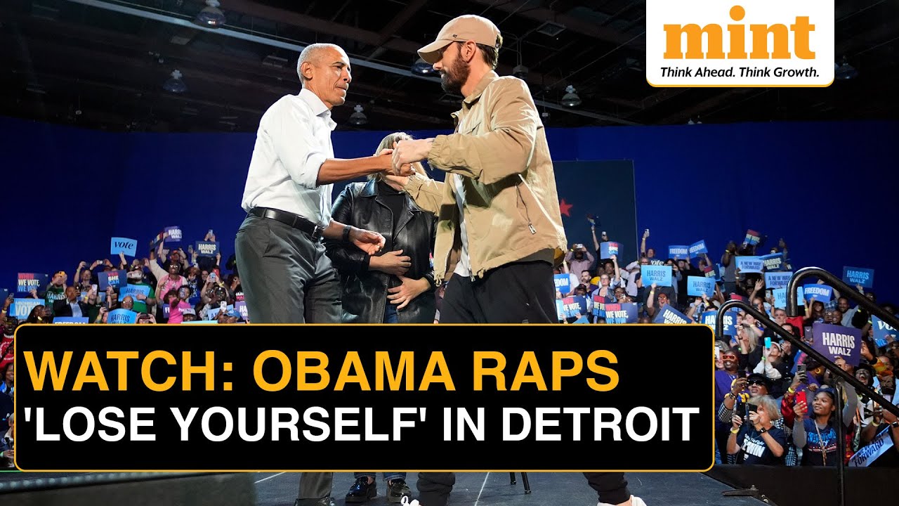Watch Barack Obama Rap 'Lose Yourself' after Eminem Welcomes Him In Detroit Rally For Kamala Harris