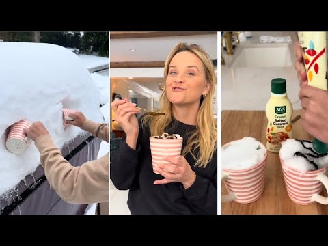 Reese Witherspoon sends fans into a frenzy after eating the snow off her car as wintery sweet treat