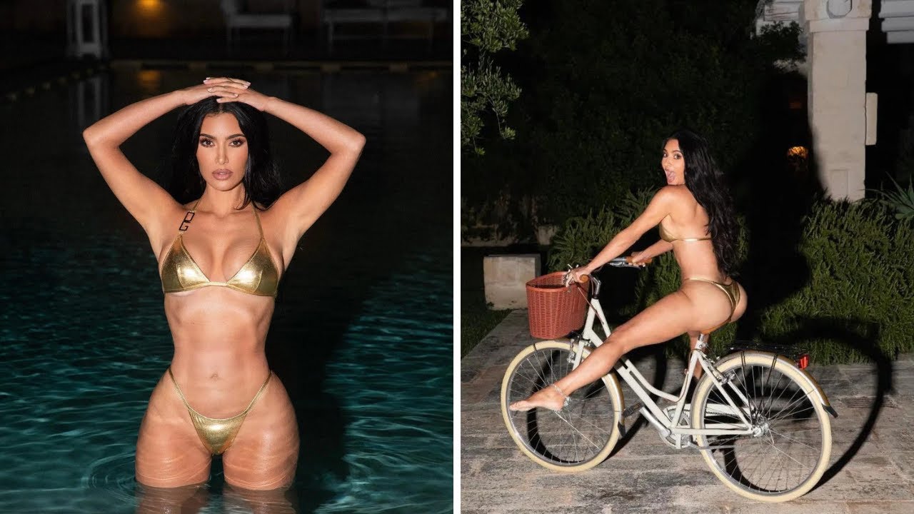 Gilded Glamour: Kim Kardashian Shines in Glorious Gold Bikini for Italian Pool Photoshoot