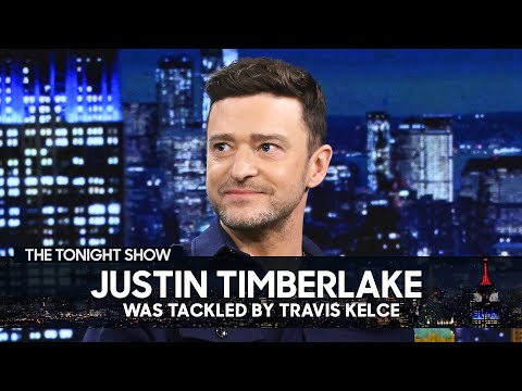Justin Timberlake Was Tackled by Travis Kelce at a Golf Invitational | The Tonight Show