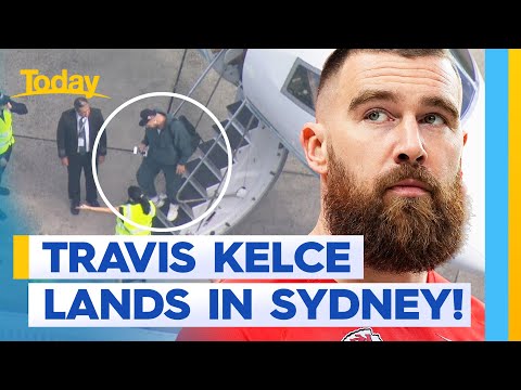 Travis Kelce lands in Sydney ahead of Taylor Swift's first show | Today Show Australia