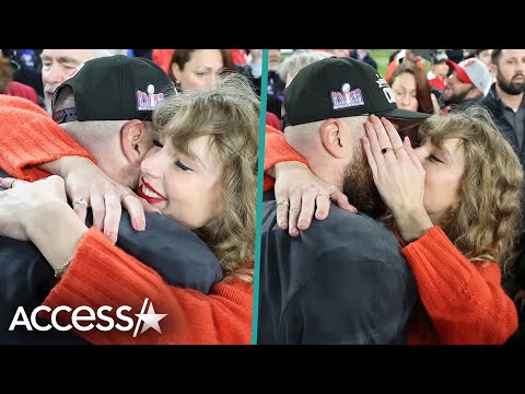 Taylor Swift KISSES Travis Kelce On Field After Chiefs Advance To Super Bowl