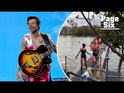 Shirtless Harry Styles goes for ice-cold swim with girlfriend Taylor Russell in London