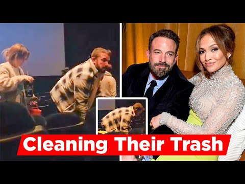 Jennifer Lopez And Ben Affleck Cleaning Up Their Trash After Watching Dune 2 In Theater