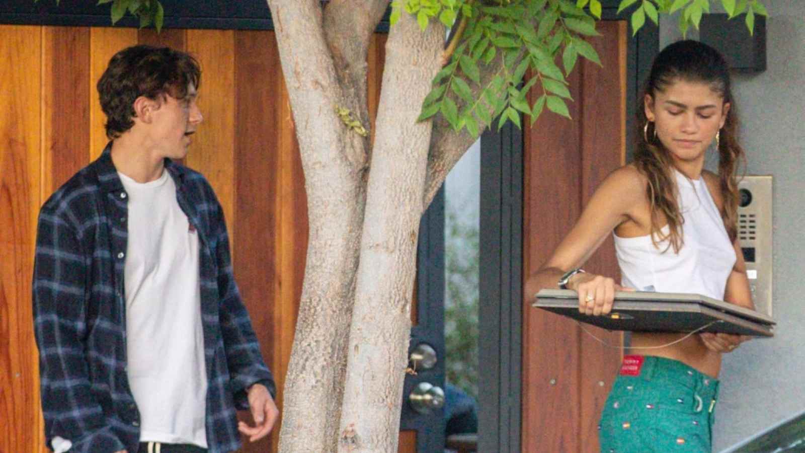 Tom and Zendaya as captured by the media at latter's home 