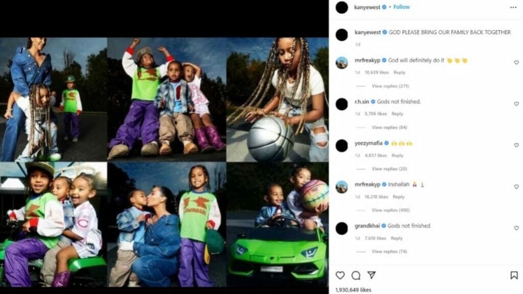 Kanye's Instagram Post For Kim And kids