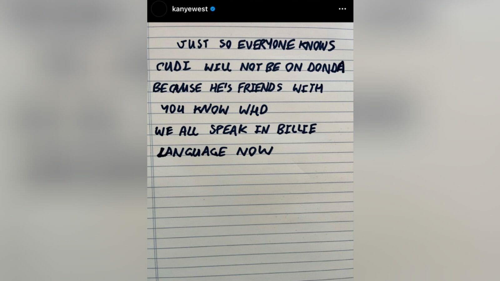 Kanye West Handwritten Note