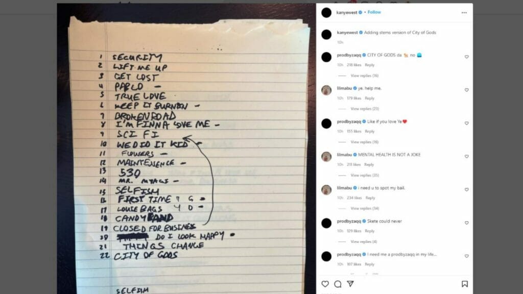 Kanye West Donda 2 list of possible Tracks