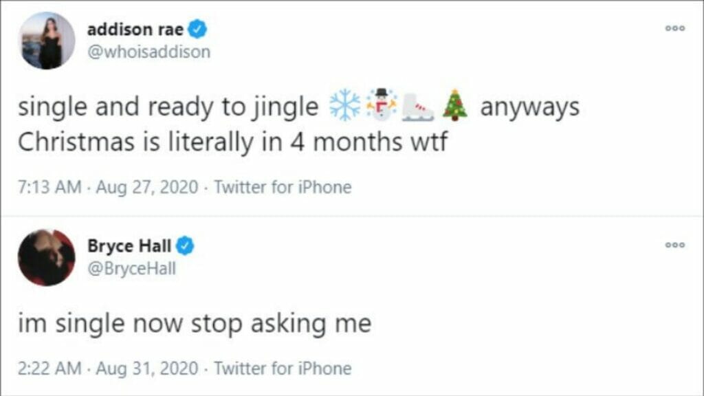 Addison Rae and Bryce Hall Tweets 