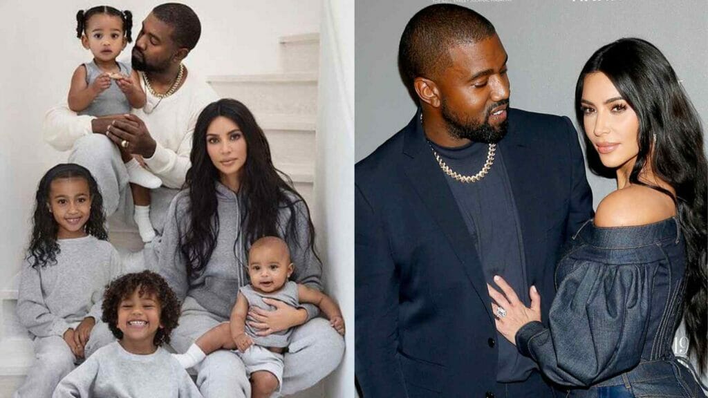 Kim Kardashian and Kanye West with kids