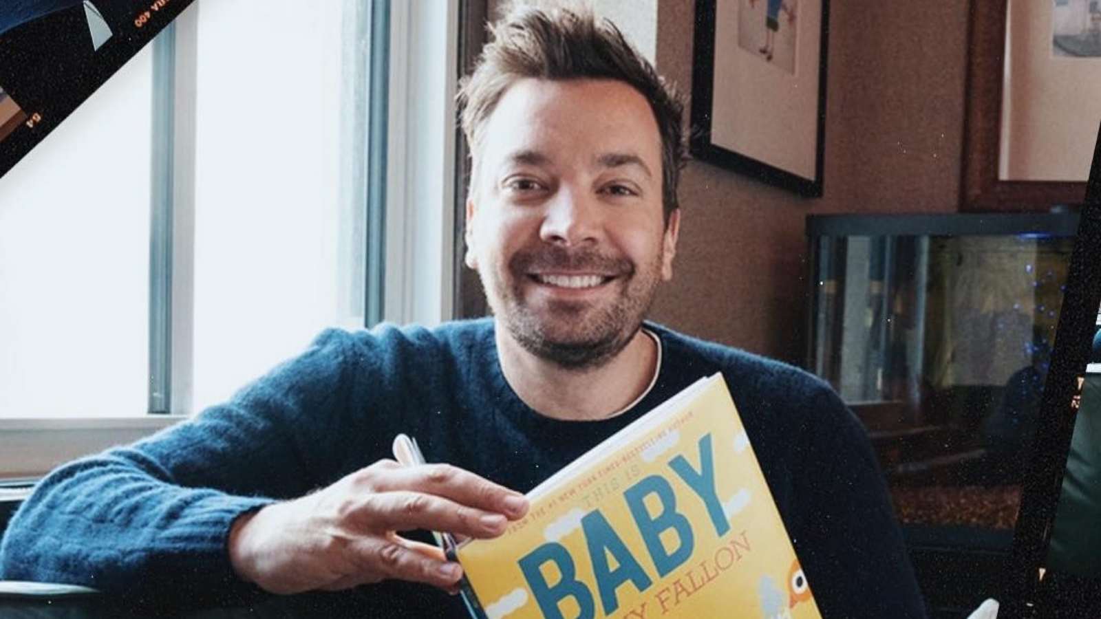 Fallon with one of his previously written children's book 