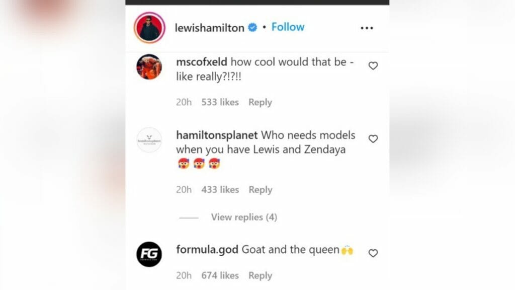 Fans React At Lewis Hamilton Post