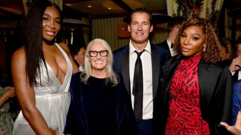 From L-R: Venus Williams, Jane Campion, Netflix’s Scott Stuber and Serena Williams at a Critics Choice after party