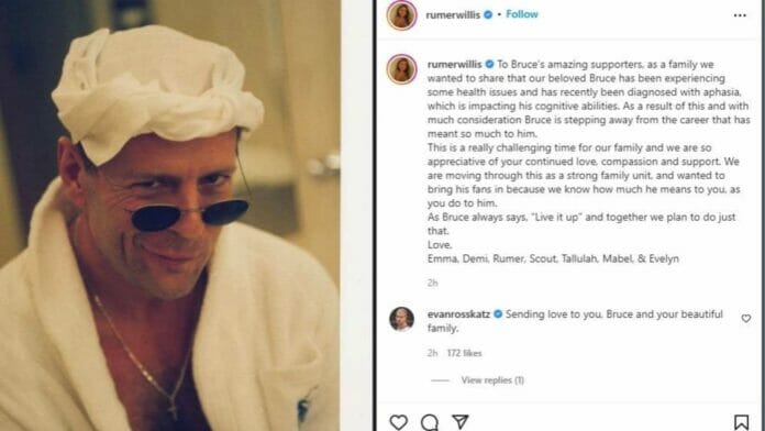 Bruce Willis aphasia condition was revealed on Instagram