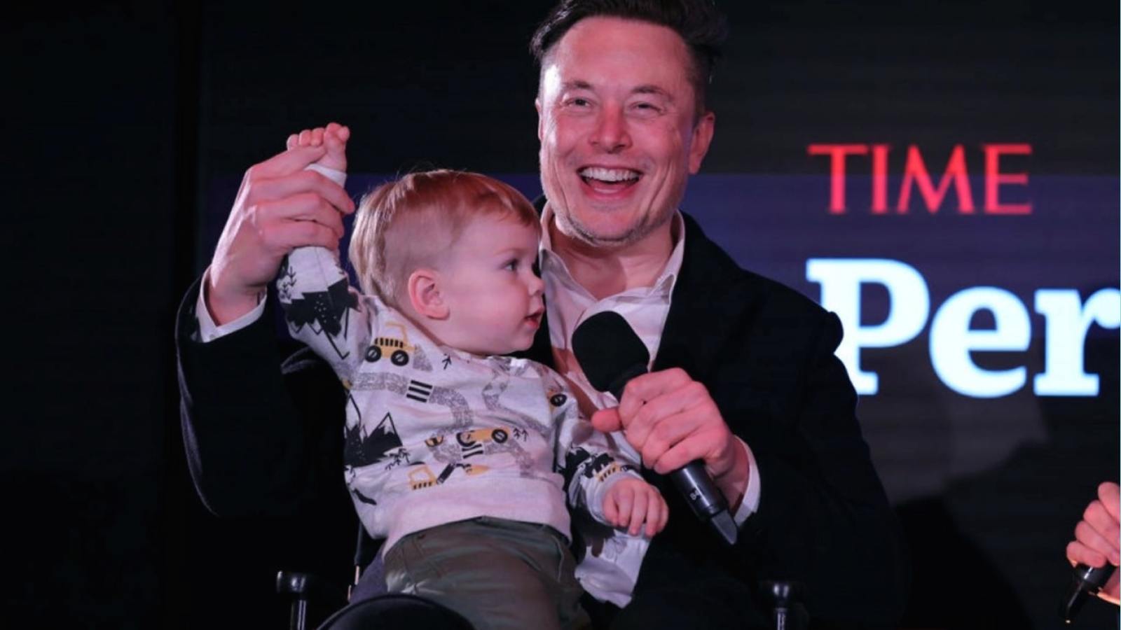 Musk with his son