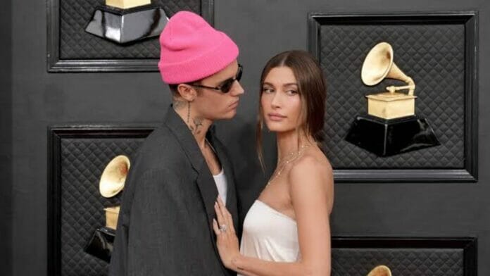 Justin Bieber and Hailey Bieber at the Grammy Awards