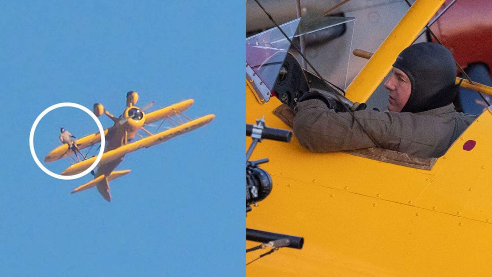 Tom Cruise spotted practicing aerial stunts on an airplane