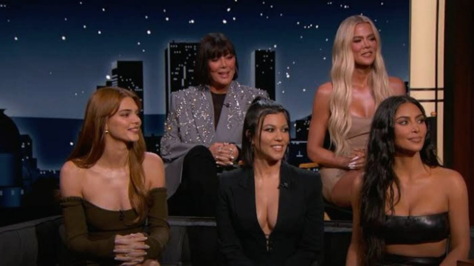 Kim Kardashian along with her family at Jimmy Kimmel Live!
