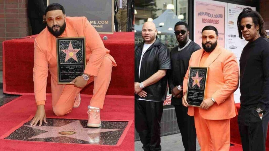 DJ Khaled receives Hollywood Walk of Fame Star L-R Fat Joe, Diddy, DJ Khaled and Jay-Z, April 11, 2022, Hollywood, California 