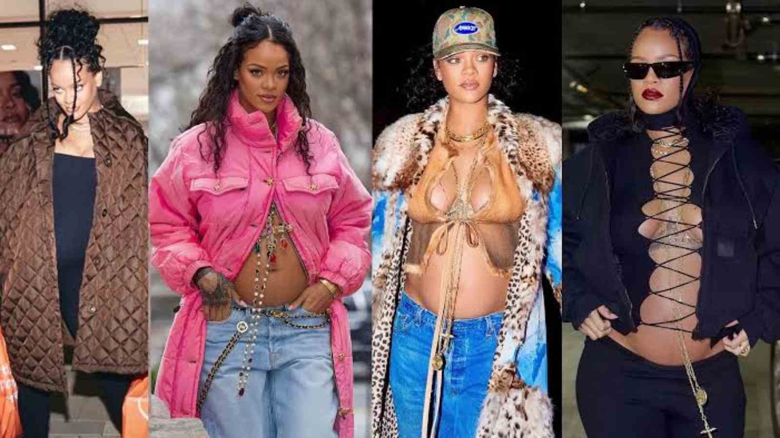 Rihanna flaunting her baby bump in style 