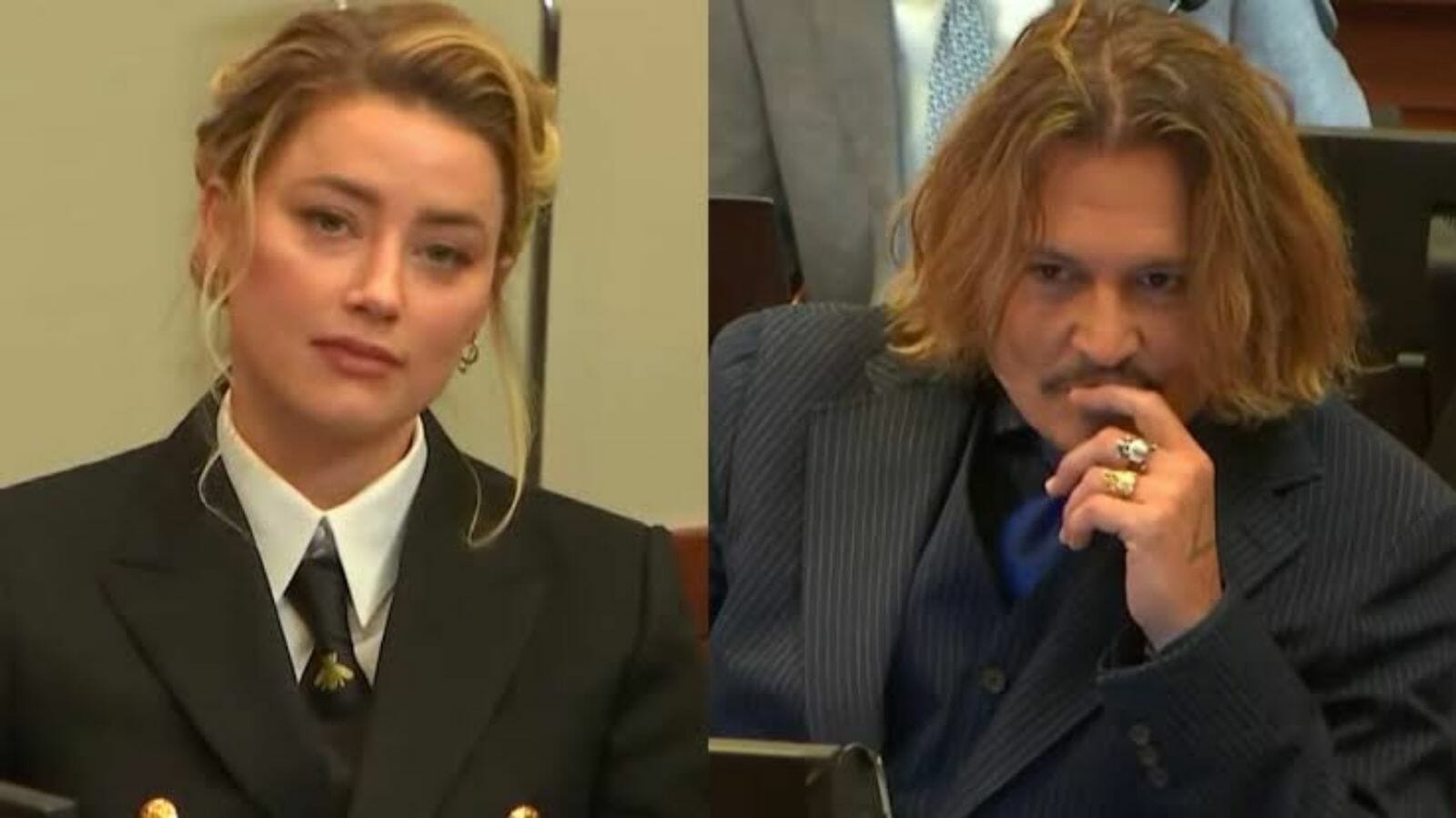 Amber Heard and Johnny Depp in the courtroom