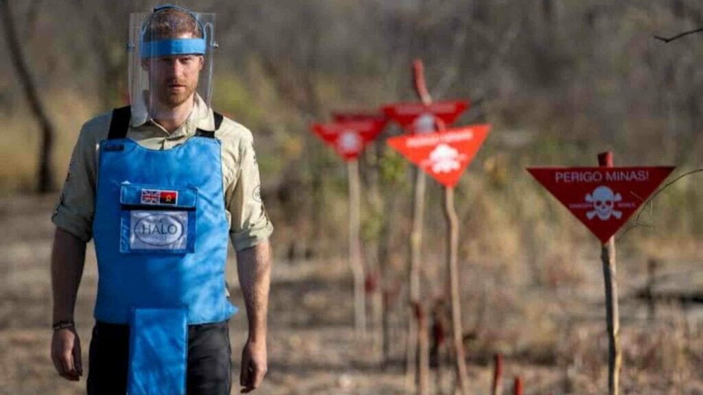 Prince Harry on the ground with HALO Trust