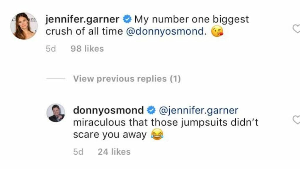 Adorable exchange between Jennifer and Donny