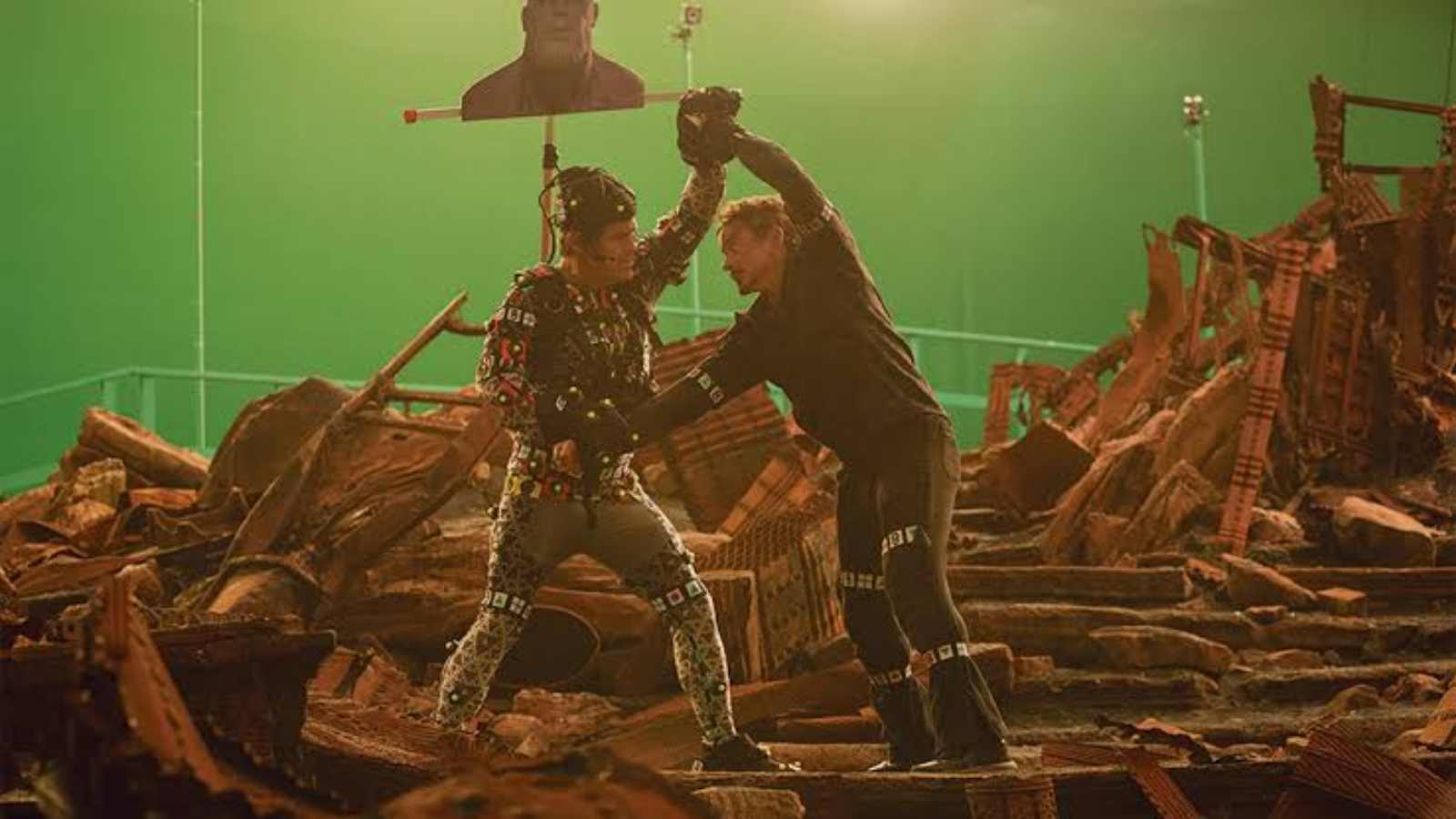 Josh Brolin and Robert Downey Jr. during the shoot