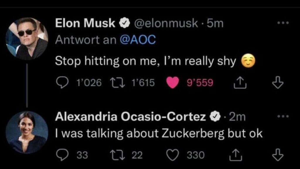 Ocasio-Cortez then appeared to tweet back, responding, “I was talking about Zuckerberg but ok,” before apparently deleting her reply, although not before it had been screenshot by some users.