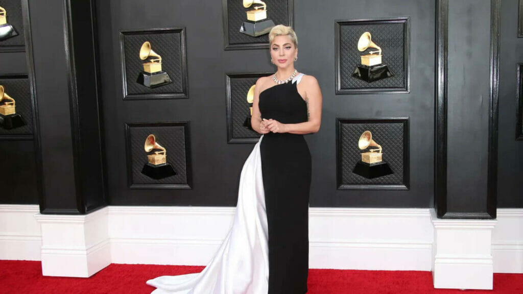 Lady Gaga at Grammys 2022 red carpet