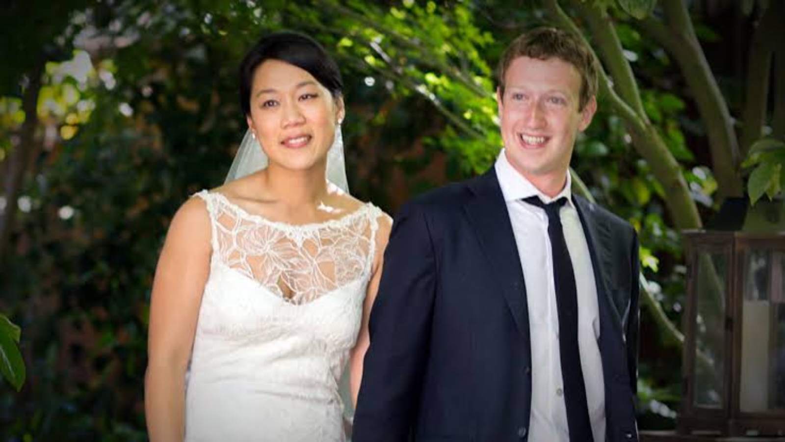 Mark Zuckerberg and Priscilla Chan during their wedding day 