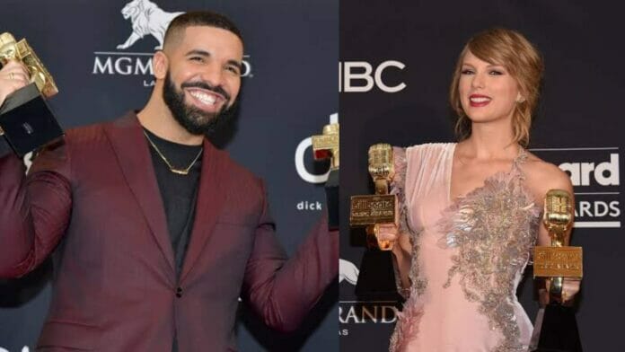 Drake and Taylor Swift with their Billboard Music Awards