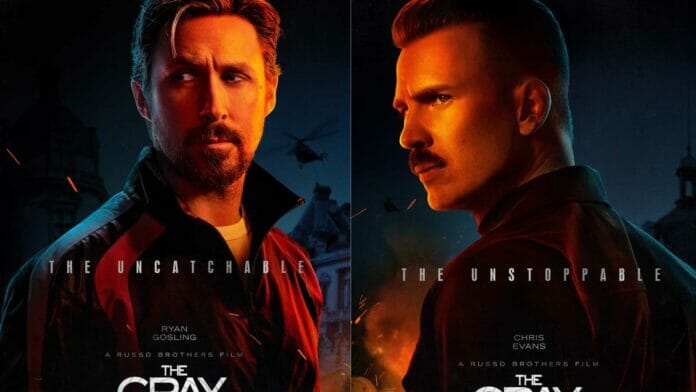 Ryan Gosling and Chris Evans in ‘The Gray Man’ character posters.