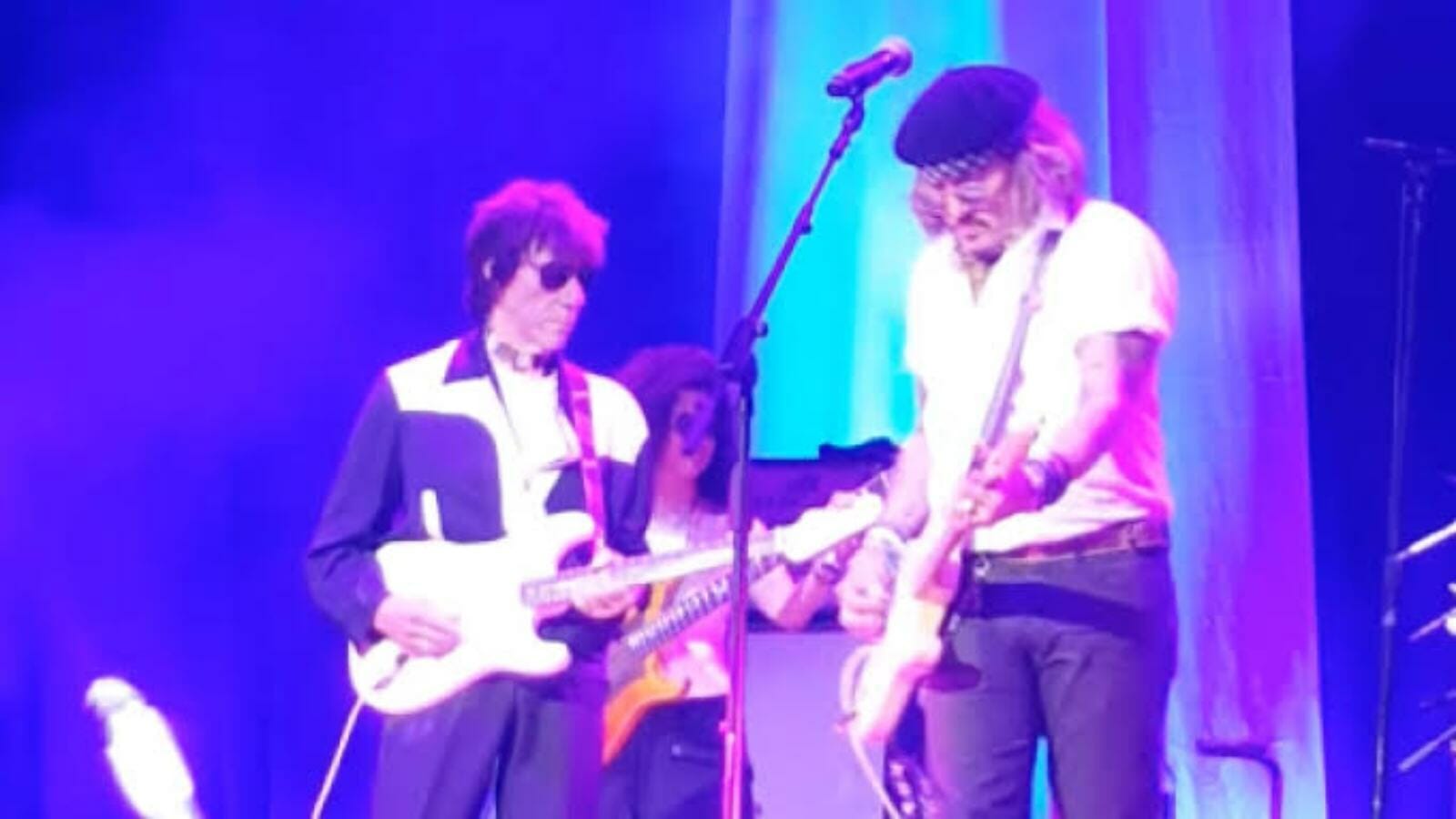 Jeff Beck and Johnny Depp at the concert in Sheffield City Hall