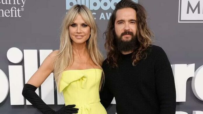 Klum posed with her husband Tom Kaulitz, 32, during entrances at the event